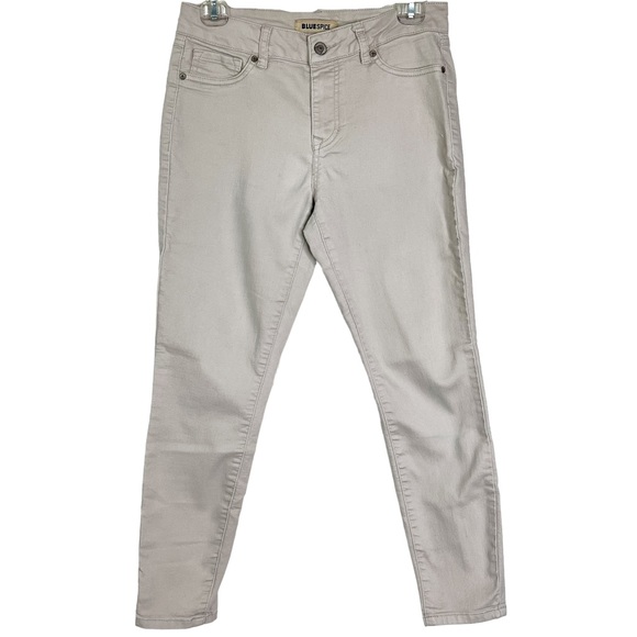 Blue Spice Mid Rise Skinny Stretch Denim Jeggings in Cream Junior’s Sz 7 - Picture 1 of 8